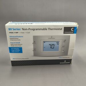 Emerson 1F83C-11NP 80 Series Thermostat Non-Programmable, 1 Heat 1 Cool New